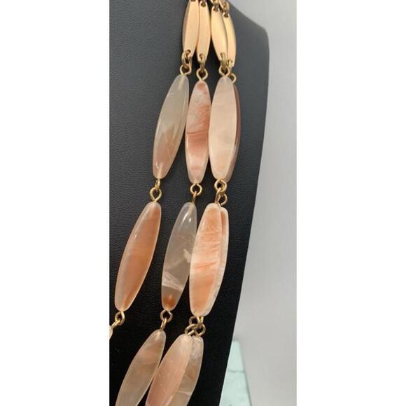 Stella & Ruby Gold Tone & Marbled Pink Acrylic Multi-Strand Layered Necklace - Picture 2 of 7